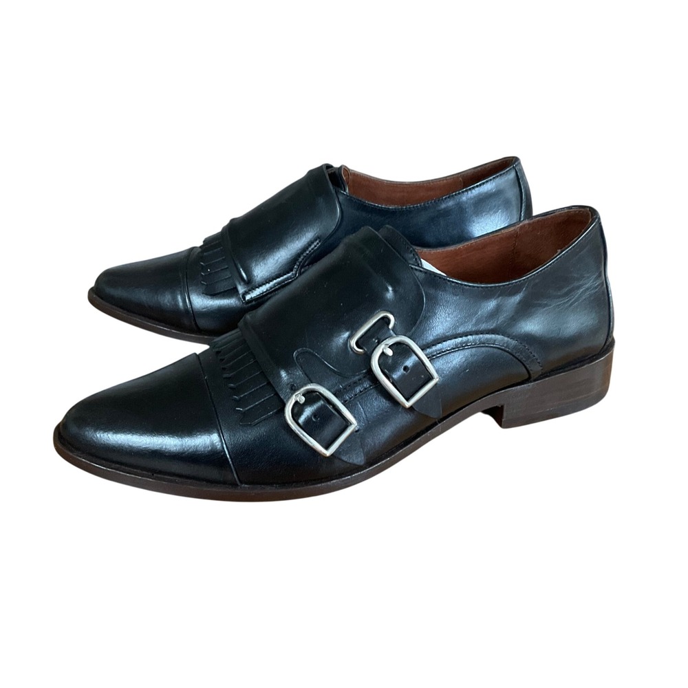 Ariat Two24 Double Monk Strap Oxford Loafers Womens 9 Black Leather Western Goth